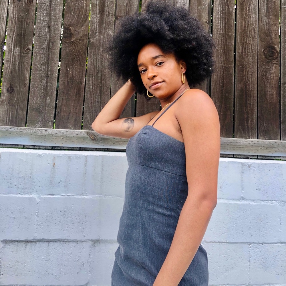 VINTAGE Guess Jeans USA 9 Grey Denim Dress
